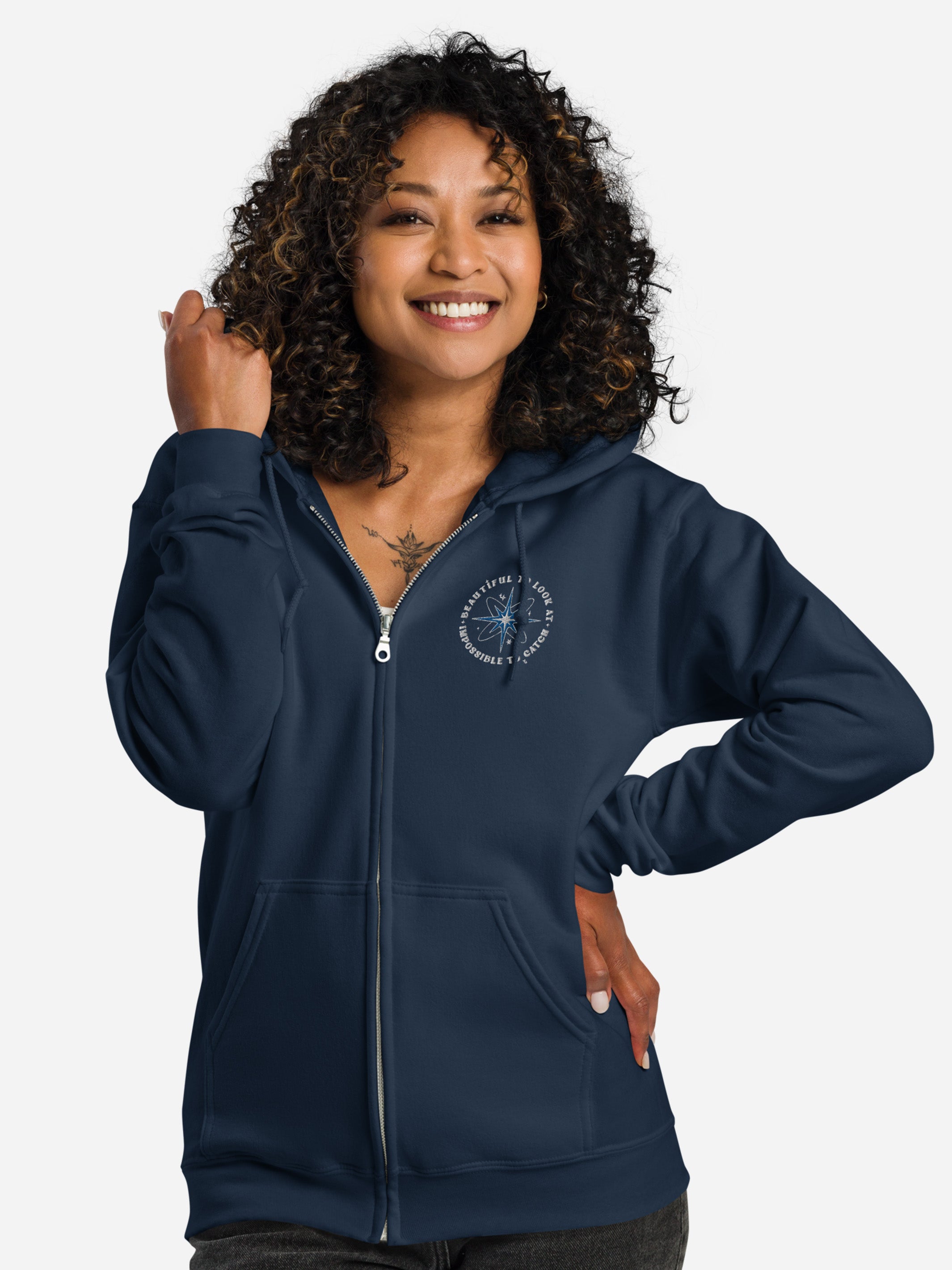 Vel VIsions Navy Zipper Hoodie